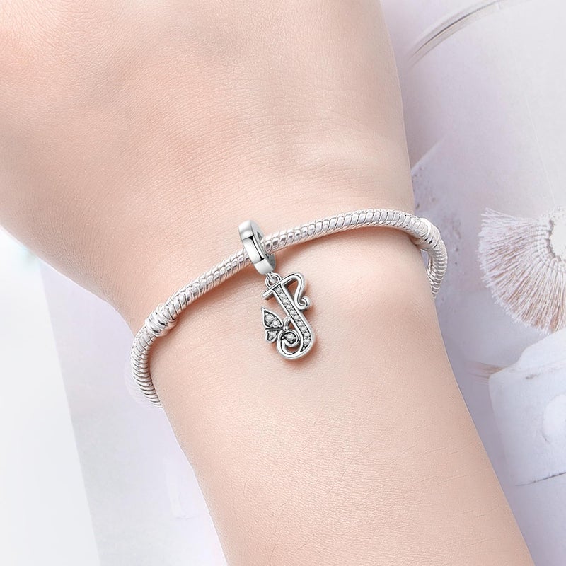 PANPOKI Store 2 Pack 925 Sterling Silver Butterfly Letter Charms for Bracelets and Necklace Alphabet Initial Dangle Pendants Round Spacer Beads Pave Cubic Zirconia Jewelry Gift for Women - Image 4
